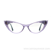 Luxury Women Diamond Cat Eye Acetate Optical Glasses